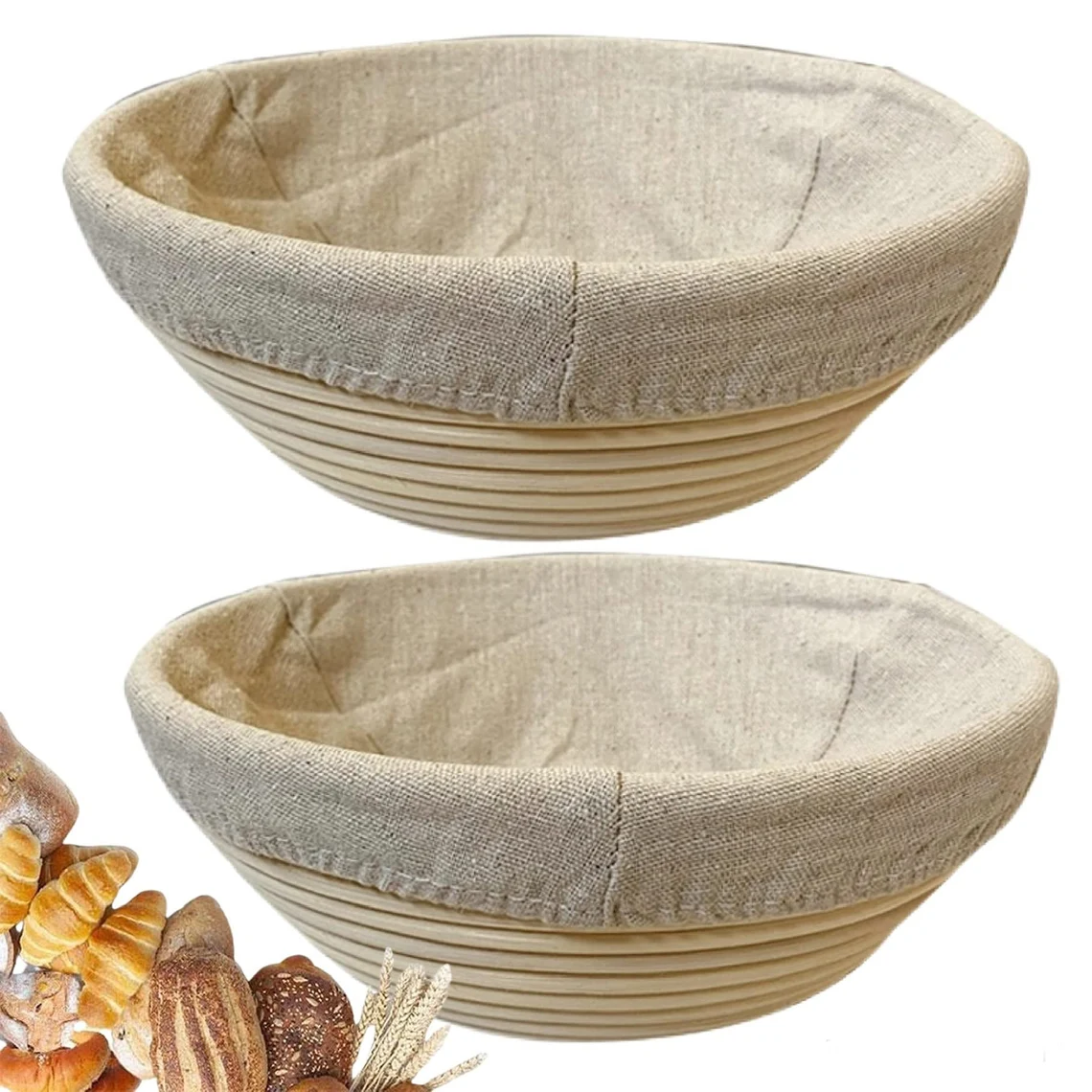 Silicone Bread Proofing Baskets Set of 2, 9 Inch Round & 10 Inch