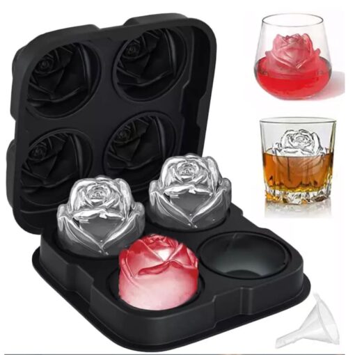 Silicone rose ice cube tray with intricate floral design